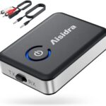 Bluetooth Transmitter Receiver, Aisidra V5.0 Bluetooth Adapter for Audio, 2-in-1 Bluetooth AUX Adapter for TV/Car/PC/MP3 Player/Home Theater/Switch, Low Latency, Pairs 2 Devices Simultaneously